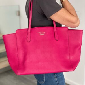 GUCCI Pink Leather Medium Swing Tote Bag